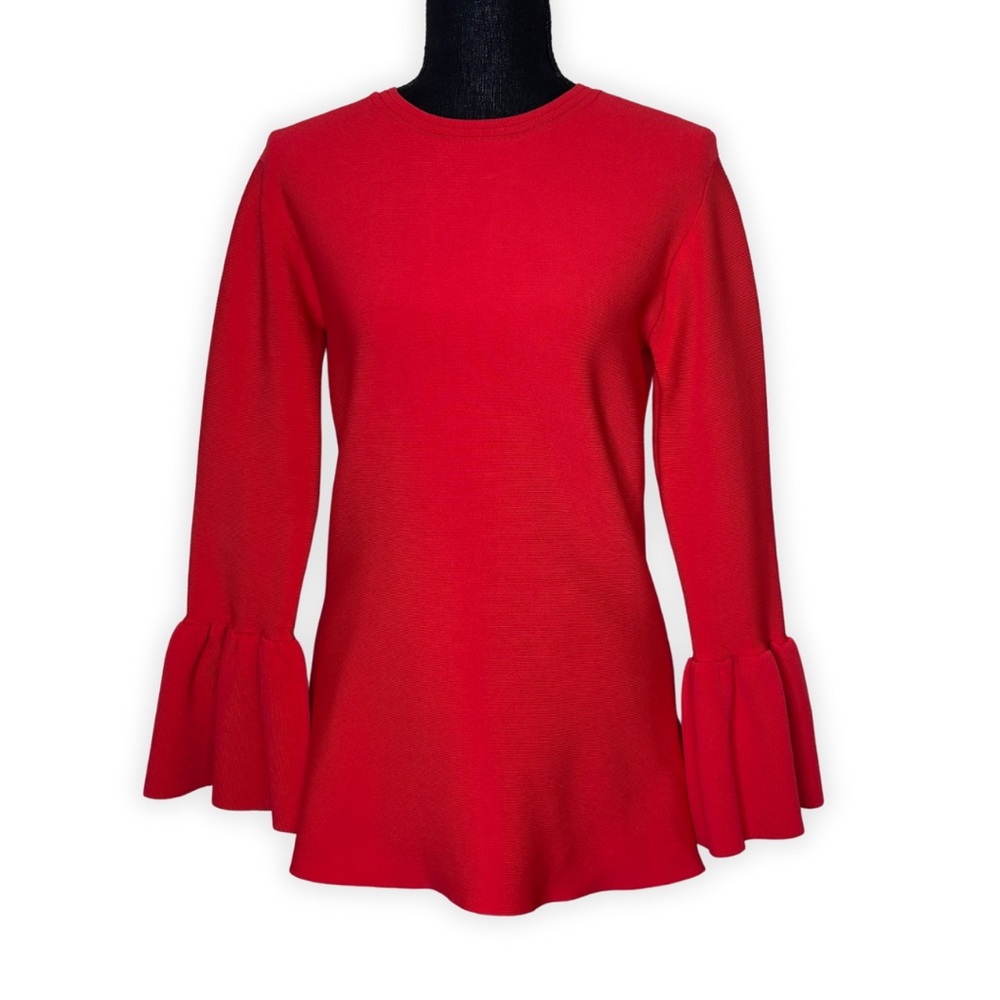 Rachel Parcell Scarlett Red Knit‎ Bell Sleeve Sweater Size Large